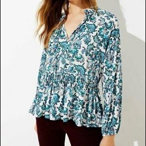 LOFT Paisley Top w/Peplum, Size S, NWT